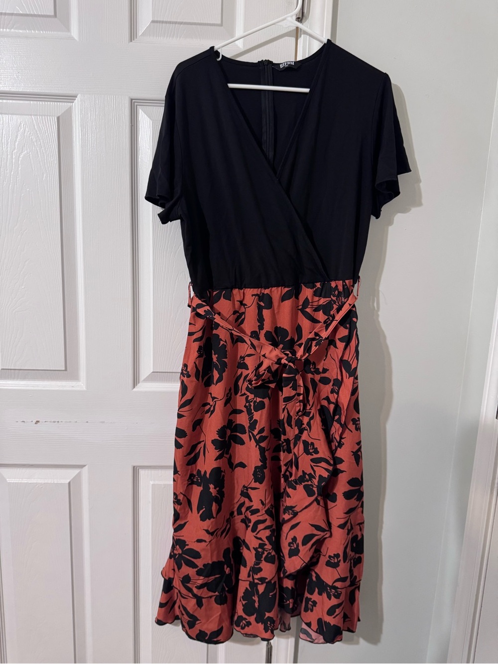 BTFBM Womens Maxi Summer Dresses - Black & Rust - XXL